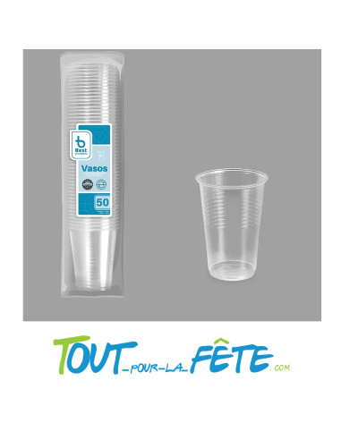 Lot de 50 gobelets transparents réutilisables 20cl