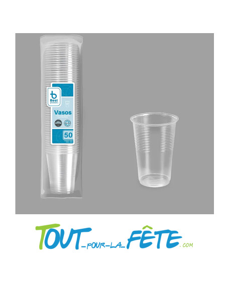 Lot de 50 gobelets transparents réutilisables 20cl