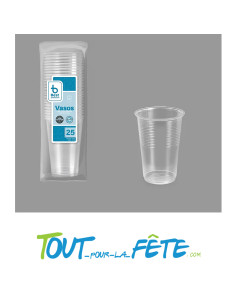 Lot de 25 gobelets transparents réutilisables 20cl