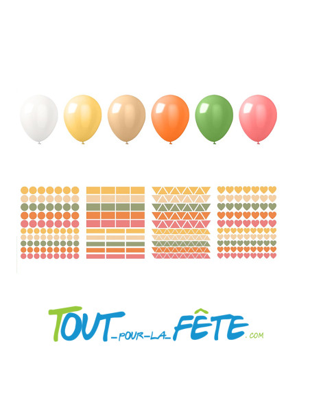 Kit déco ballons pour Pâques ( 6 ballons + 4 planches de gommettes )