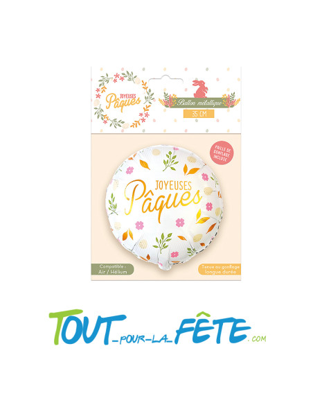 Ballon aluminium rond joyeuses Pâques 35cm