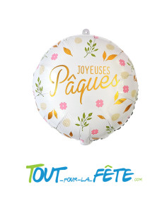 Ballon aluminium rond joyeuses Pâques 35cm