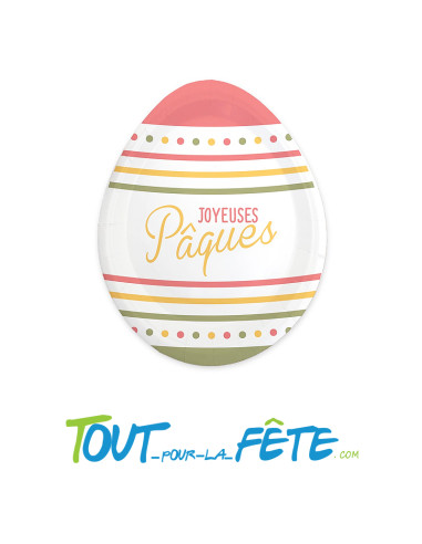 6 assiettes joyeuses pâques en forme d'oeuf