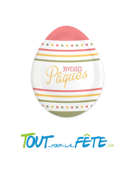 6 assiettes joyeuses pâques en forme d'oeuf