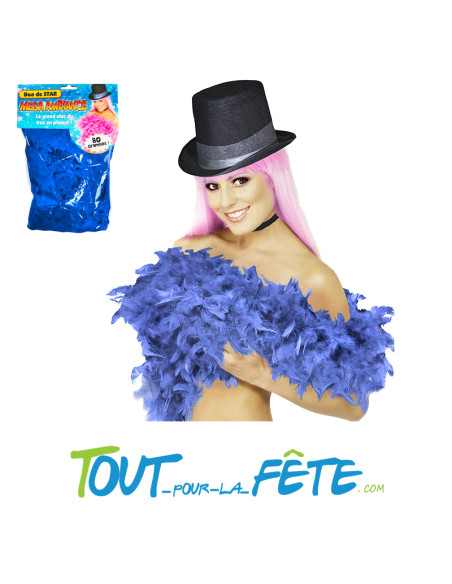 Boa plume 1m90 / 80g  bleu et argent