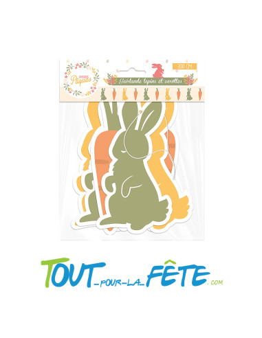 Guirlande lapins et carottes Joyeuses Paques 300 cm