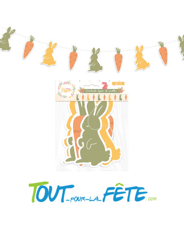 Guirlande lapins et carottes Joyeuses Paques 300 cm