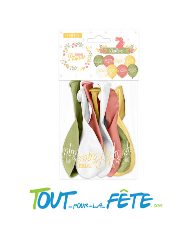 8 ballons latex Joyeuses Pâques