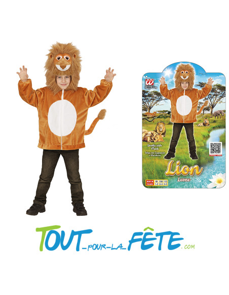 Déguisement de lion avec capuche taille enfant