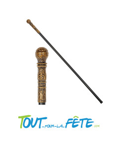 Canne noire avec pommeau doré de 108cm