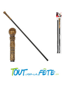 Canne noire avec pommeau doré de 108cm 2