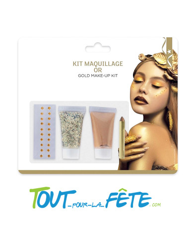 Kit maquillage or ( strass / gel paillette / gel doré / crayon )