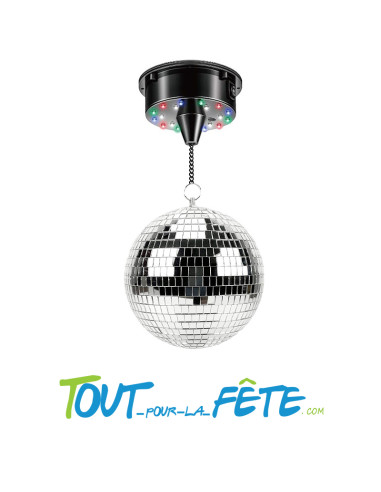 Moteur pour boule a facette avec lumière + boule disco 12cm