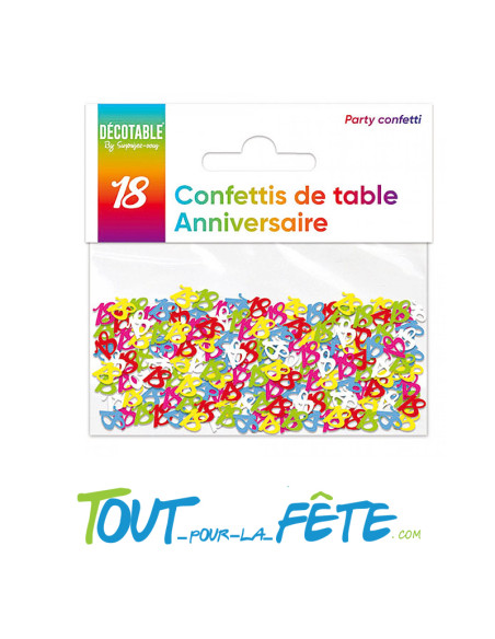 Sachet de Confettis de table 18, 20, 30, 40, 50, 60 âge multicolore 10g