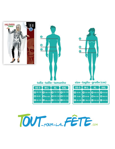 Déguisement squelette femme adulte
