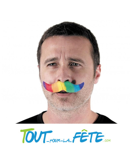 Moustache multicolore ( arc en ciel ) gay pride