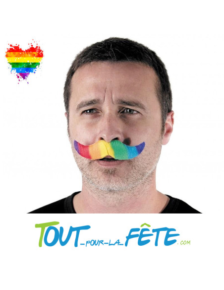 Moustache multicolore ( arc en ciel ) gay pride