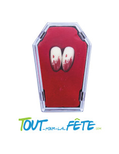 Lot de 2 canines ensanglantées de vampire avec nécessaire de fixation inclus