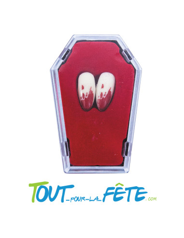 Lot de 2 canines ensanglantées de vampire avec nécessaire de fixation inclus