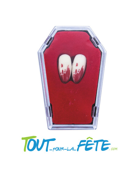 Lot de 2 canines ensanglantées de vampire avec nécessaire de fixation inclus