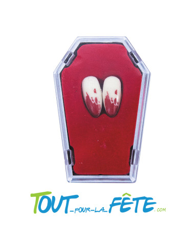 Lot de 2 canines ensanglantées de vampire avec nécessaire de fixation inclus