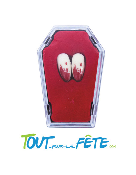 Lot de 2 canines ensanglantées de vampire avec nécessaire de fixation inclus