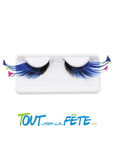 Faux cils bleus et noirs auto adhésifs