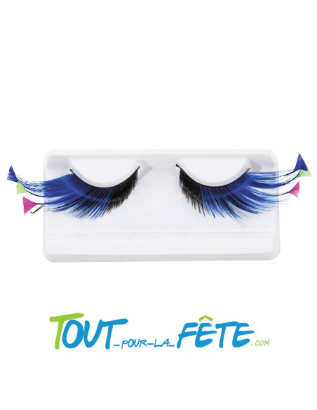Faux cils bleus et noirs auto adhésifs