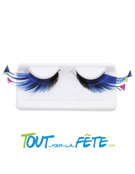 Faux cils bleus et noirs auto adhésifs