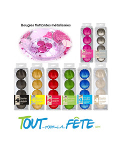 Lot de 4 bougies flottantes métallisées ( plusieurs coloris )