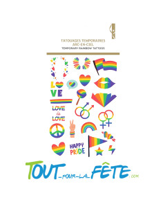 Tatouages temporaires multicolores ( arc en ciel ) gay pride 2