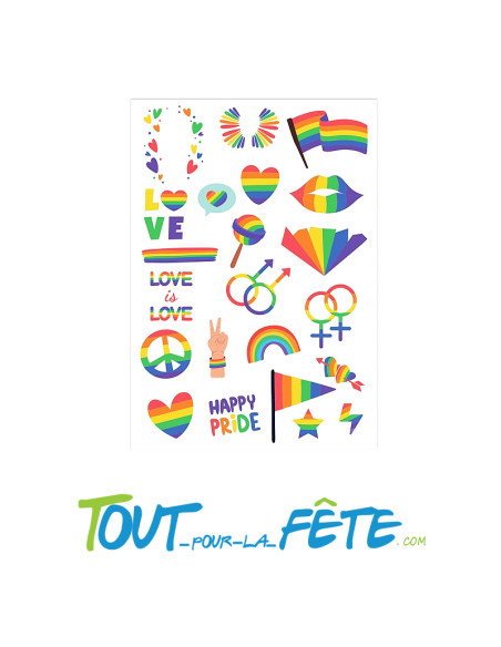 Tatouages temporaires multicolores ( arc en ciel ) gay pride