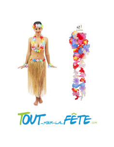 Set hawaïen multicolore ( 1 collier - 1 bandeau - 2 bracelets ) 2