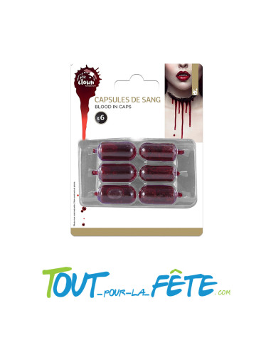 Lot de 6 capsules de faux sang 1ml
