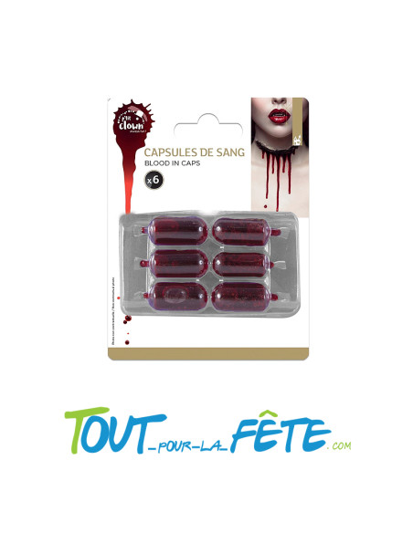 Lot de 6 capsules de faux sang 1ml