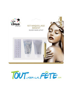 Kit maquillage argent ( strass / gel paillette / gel argent / crayon )