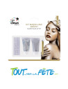 Kit maquillage argent ( strass / gel paillette / gel argent / crayon )