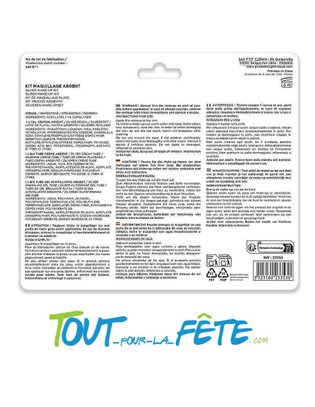Kit maquillage argent ( strass / gel paillette / gel argent / crayon )