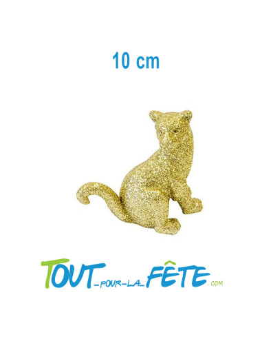 Panthère en résine dorée et paillette