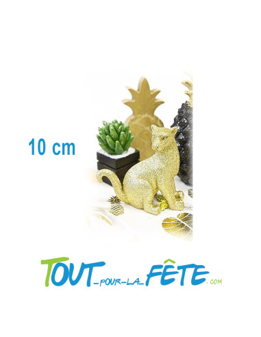 Panthère en résine dorée et paillette