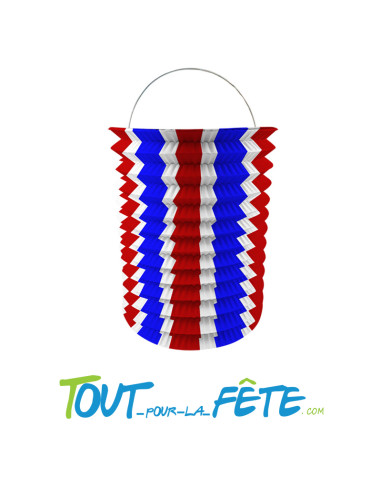 Lampion tricolore bleu, blanc, rouge 16 cm