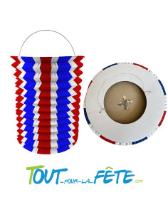 Lampion tricolore bleu, blanc, rouge 16 cm 2