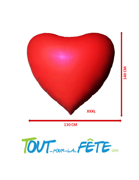 Ballon géant COEUR foil rouge mat 130 x 140 cm XXXL