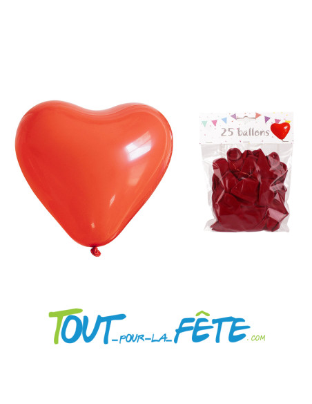 Sachet de 25 Ballons Cœur rouge 26cm