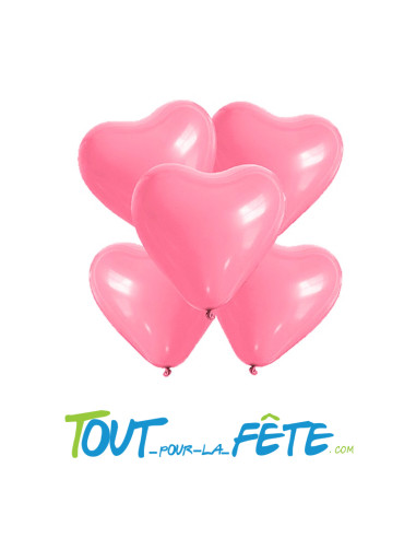 Sachet de 25 Ballons Cœur Rose 26 cm