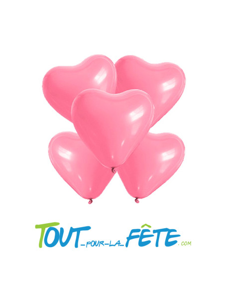 Sachet de 25 Ballons Cœur Rose 26 cm