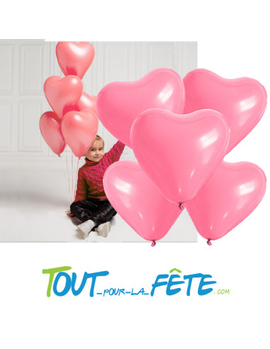 Sachet de 25 Ballons Cœur Rose 26 cm