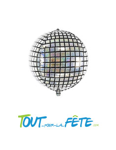 Ballon alu BOULE DISCO 3D 35 CM argent