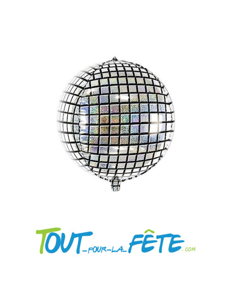 Ballon alu BOULE DISCO 3D 35 CM argent