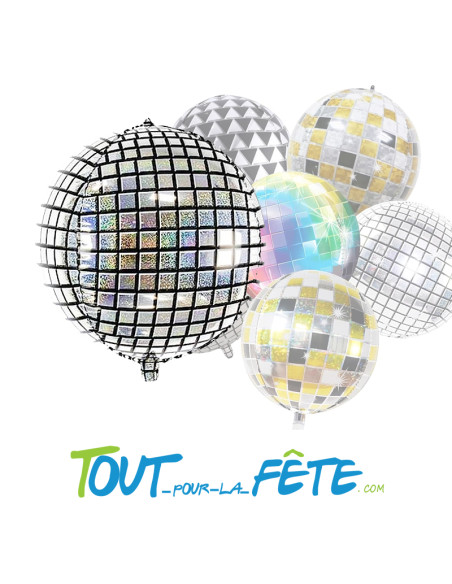 Ballon alu BOULE DISCO 3D 35 CM argent